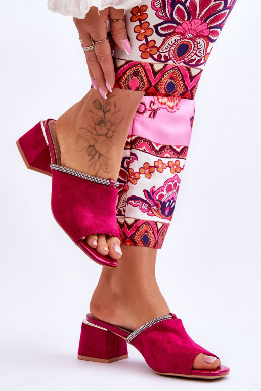 chaussons à talons en daim S.Barski KV-612-2 couleur rose