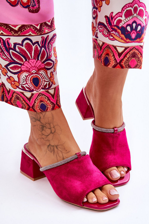 chaussons à talons en daim S.Barski KV-612-2 couleur rose