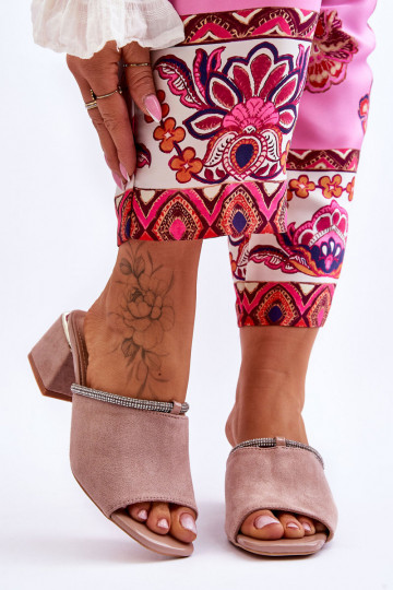 chaussons à talons en daim S.Barski KV-612-2 couleur beige