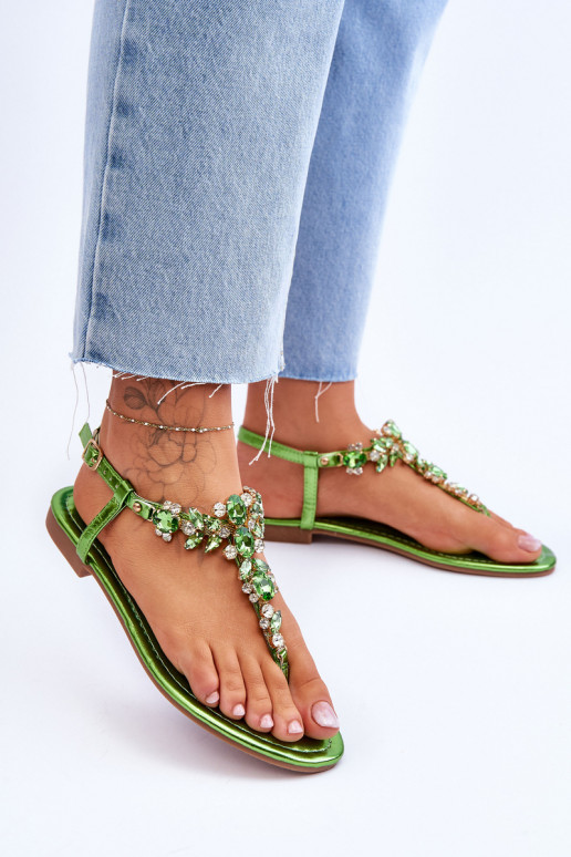 Sandales pour femmes à décoration galets couleur verte Lenisa