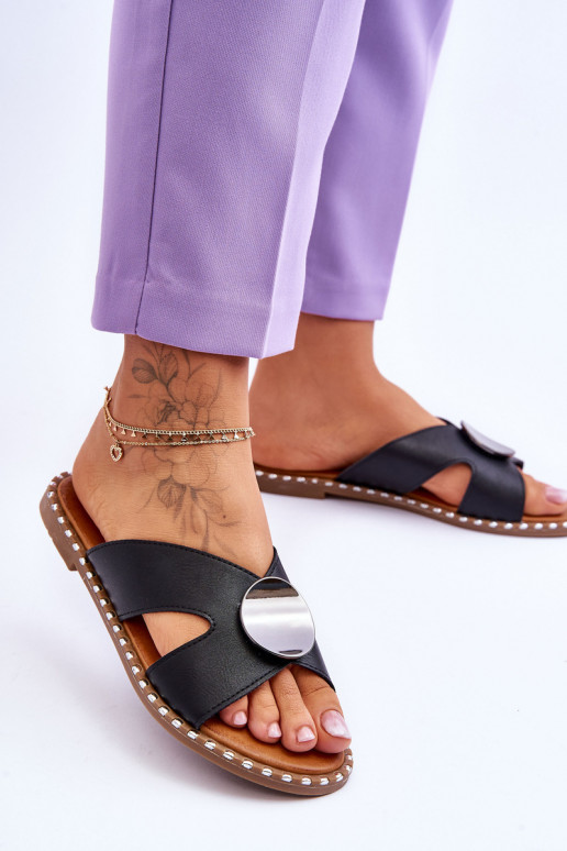 Sandales plates couleur noir Kenley