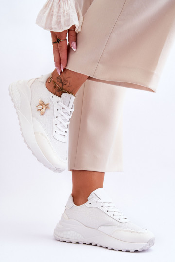 Chaussures de sport brillantes avec ornements de couleur blanche Seneca 2
