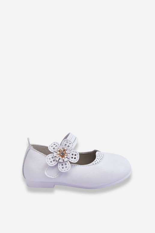 Ballerines pour enfants avec une fleur de couleur blanche Cobi Ballerines pour enfants avec une fleur de couleur blanche Cobi