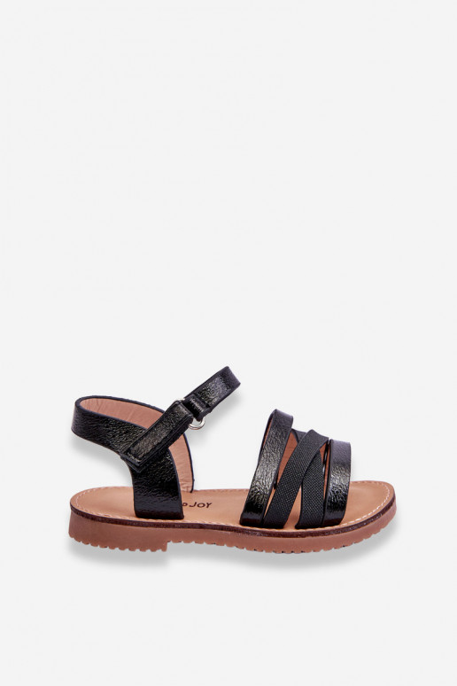 Sandales pour enfants à lanières de couleur noire Isla