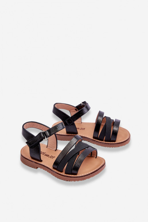 Sandales pour enfants à lanières de couleur noire Isla