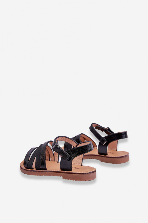 Sandales pour enfants à lanières de couleur noire Isla