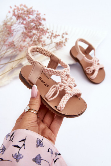 Sandales enfant tressées rose Tracy