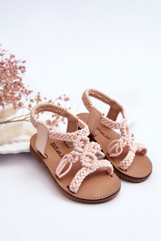 Sandales enfant tressées rose Tracy