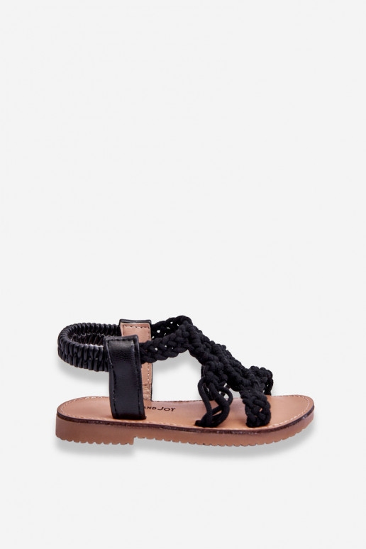 Sandales tressées pour enfants de couleur noire Tracy