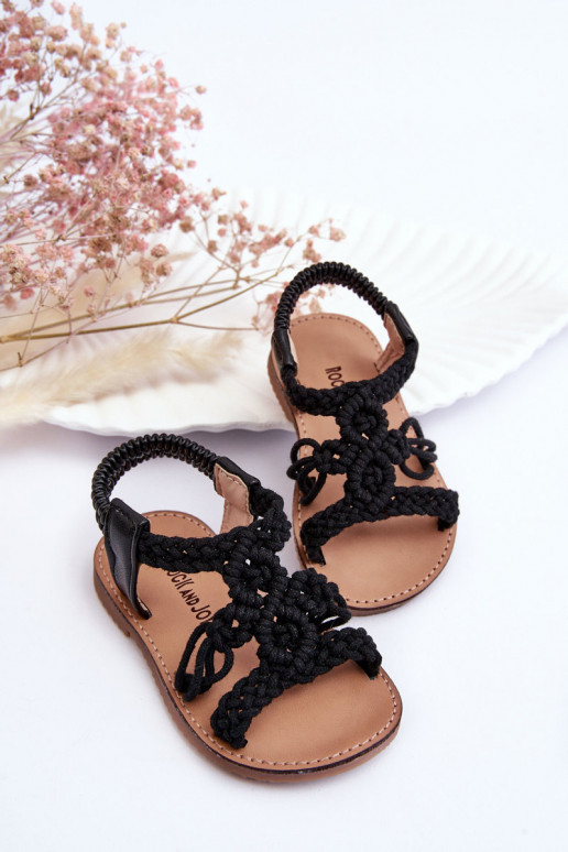 Sandales tressées pour enfants de couleur noire Tracy