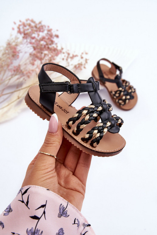 Sandales pour enfants à lanières de couleur noire Sammy