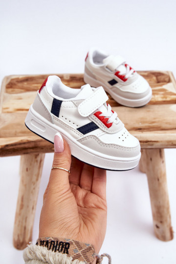 Chaussures de sport pour enfants du modèle classique de couleur blanc-rouge Marlin