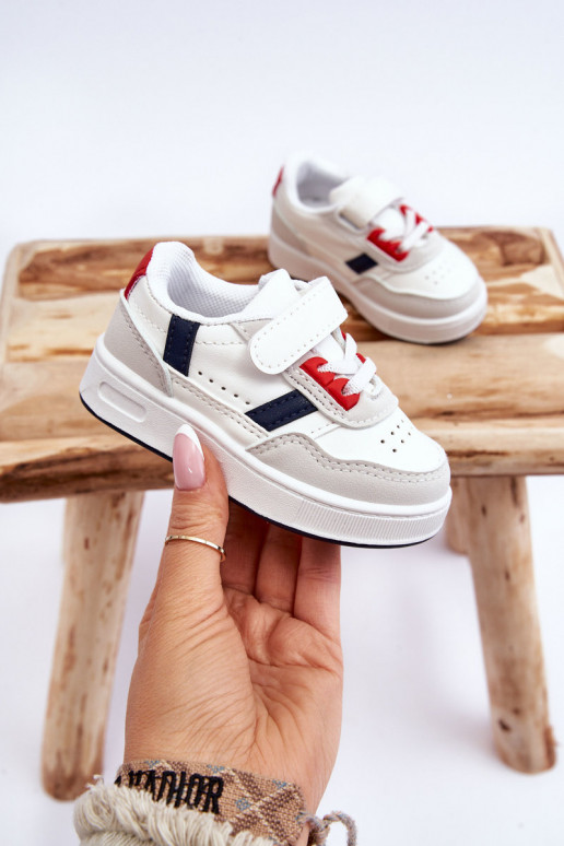 Chaussures de sport pour enfants du modèle classique de couleur blanc-rouge Marlin