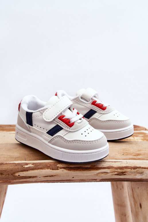 Chaussures de sport pour enfants du modèle classique de couleur blanc-rouge Marlin