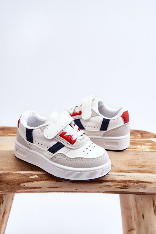 Chaussures de sport pour enfants du modèle classique de couleur blanc-rouge Marlin