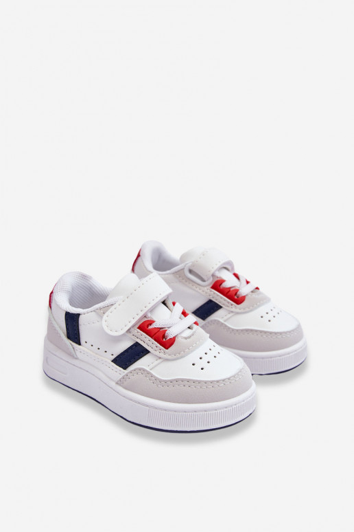 Chaussures de sport pour enfants du modèle classique de couleur blanc-rouge Marlin
