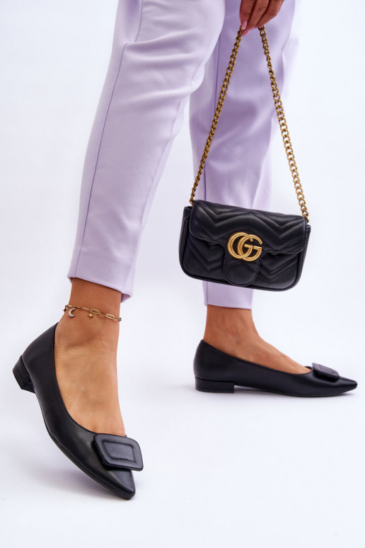 Ballerines modèle classique avec ornements de couleur noire Rivea