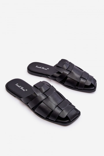 Chaussons à rayures de couleur noire Reyna 2