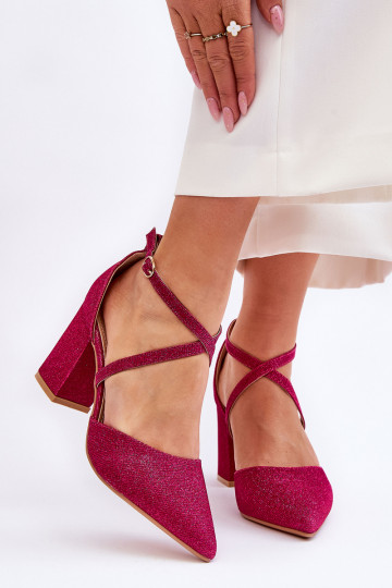 Chaussures à talons hauts brillantes en rose Galaxy