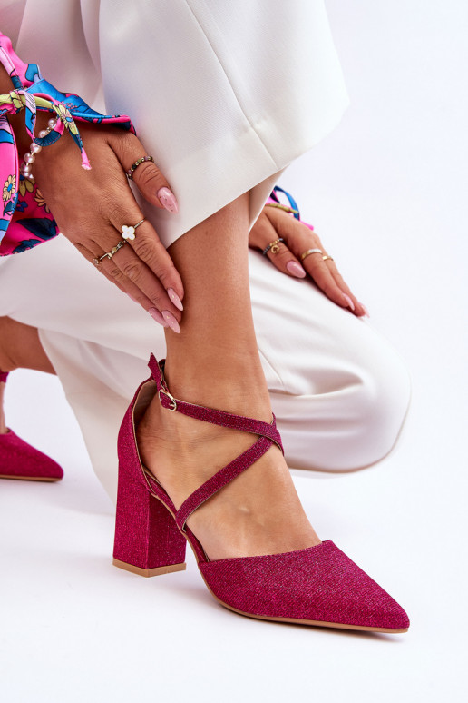 Chaussures à talons hauts brillantes en rose Galaxy