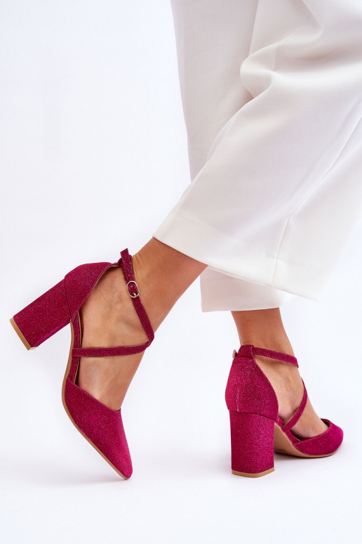 Chaussures à talons hauts brillantes en rose Galaxy