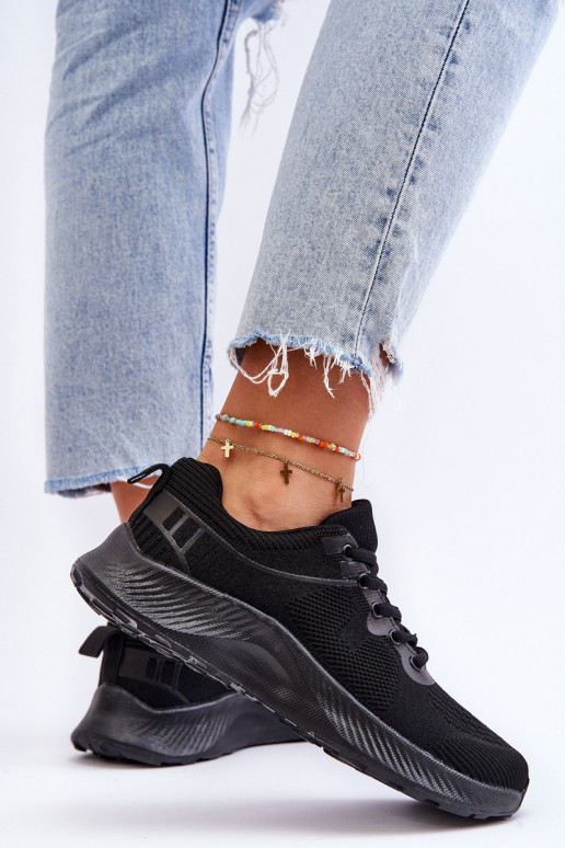 Chaussures de sport à lacets de style classique de couleur noire Darla