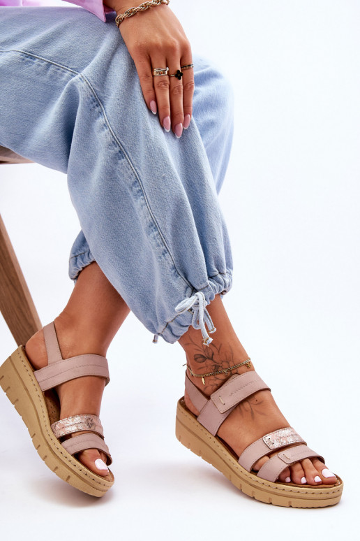 Sandales à attaches adhésives rose Fresh Look