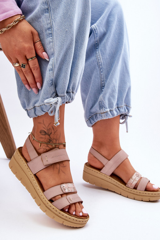 Sandales à attaches adhésives rose Fresh Look
