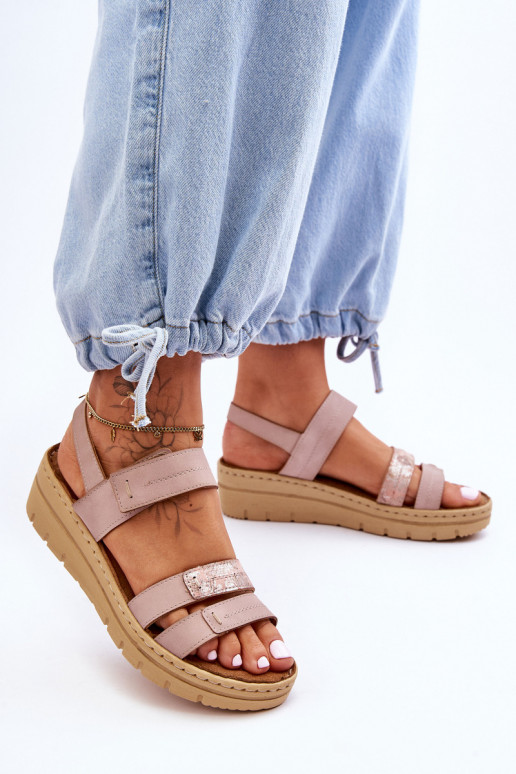 Sandales à attaches adhésives rose Fresh Look