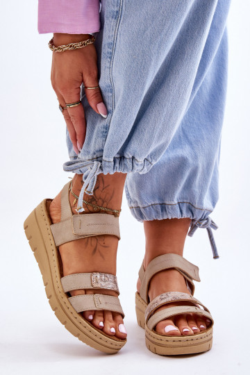 Sandales à fermetures adhésives beige Fresh Look 2