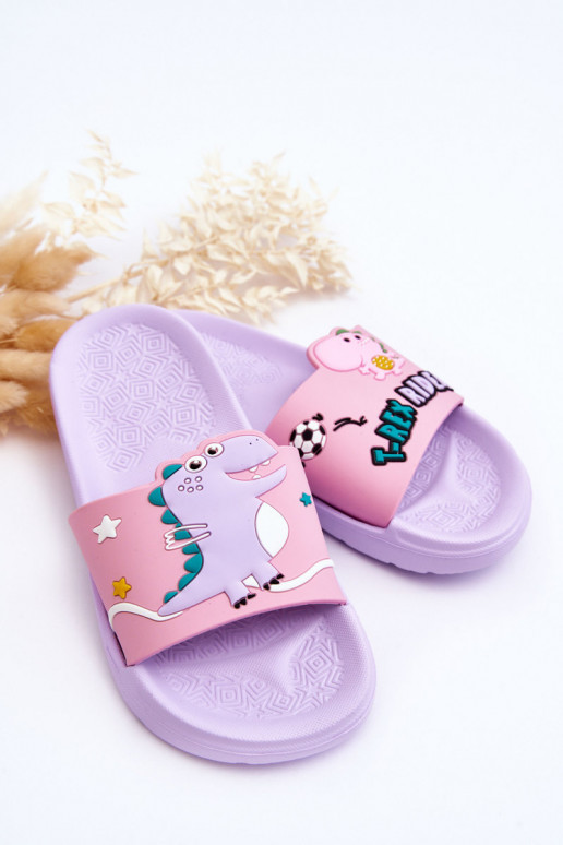 Chaussons enfant T-Rex couleur Violet Bernis