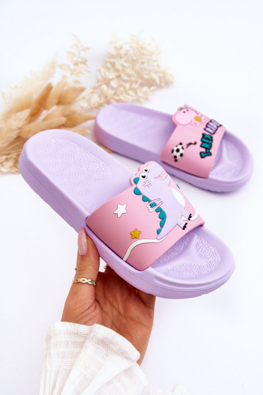 Chaussons enfant T-Rex couleur Violet Bernis