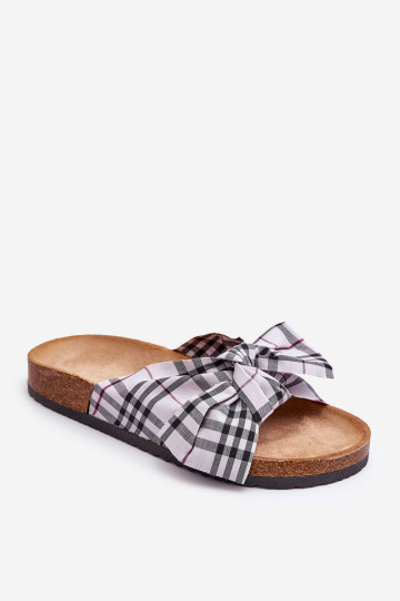 Chaussons à rubans avec plateforme en gris Vero