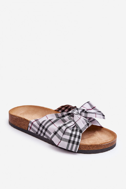 Chaussons à rubans avec plateforme en gris Vero
