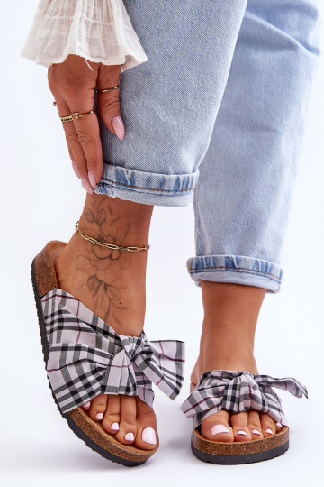 Chaussons à rubans avec plateforme en gris Vero 2