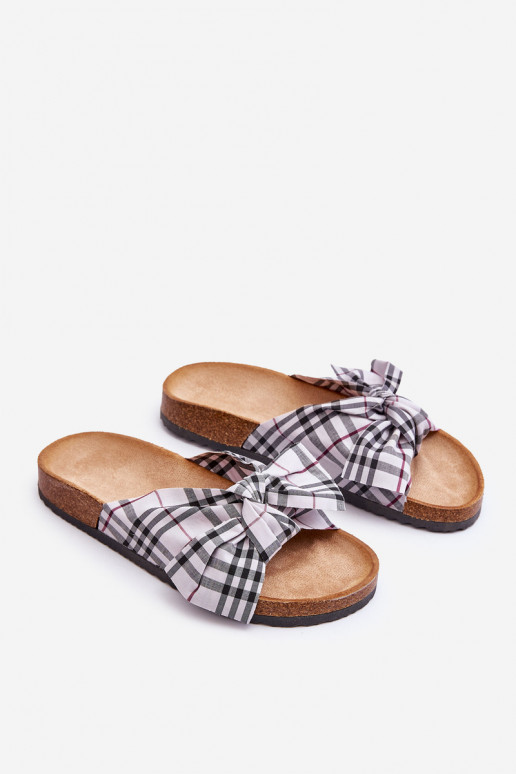 Chaussons à rubans avec plateforme en gris Vero