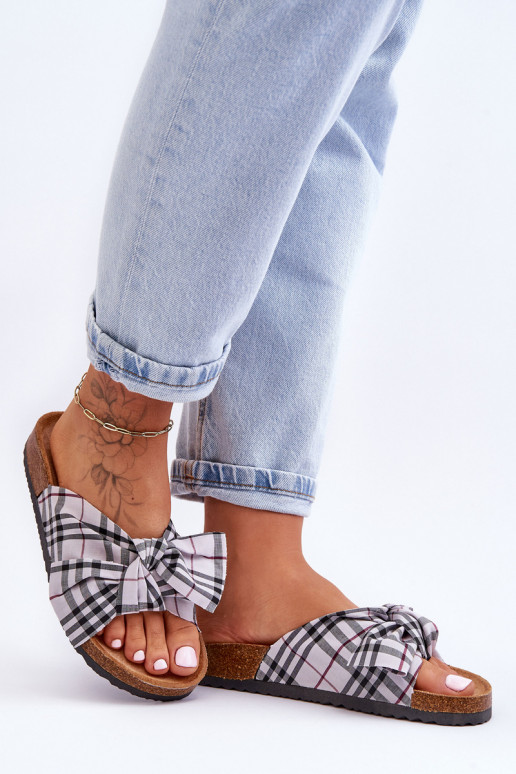 Chaussons à rubans avec plateforme en gris Vero