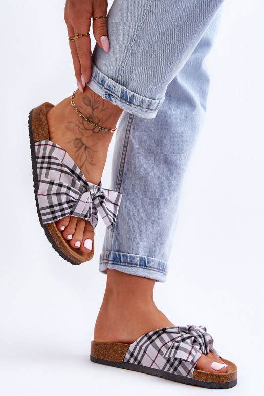 Chaussons à rubans avec plateforme en gris Vero