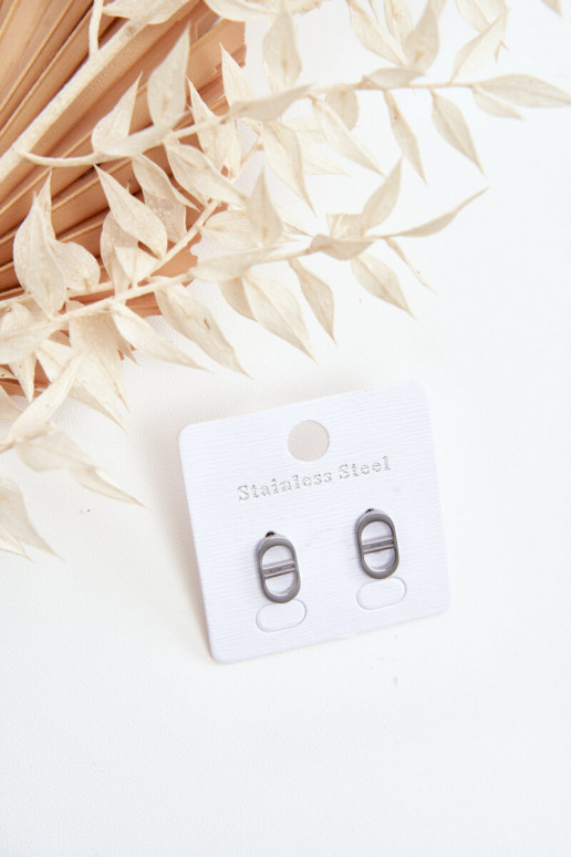Boucles d'oreilles ovales couleur argent Boucles d'oreilles ovales couleur argent