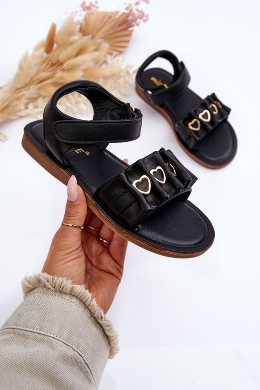 Sandales pour enfants à fermetures adhésives de couleur noire Havane