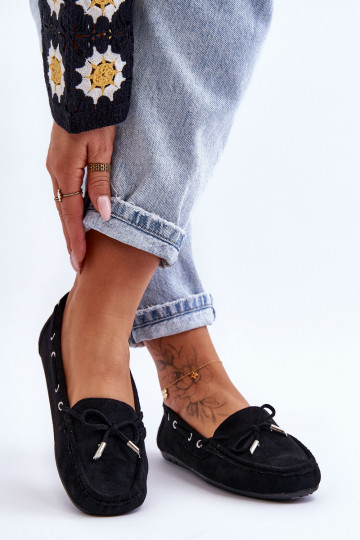 Mocassins élégants en daim noir Si Passione