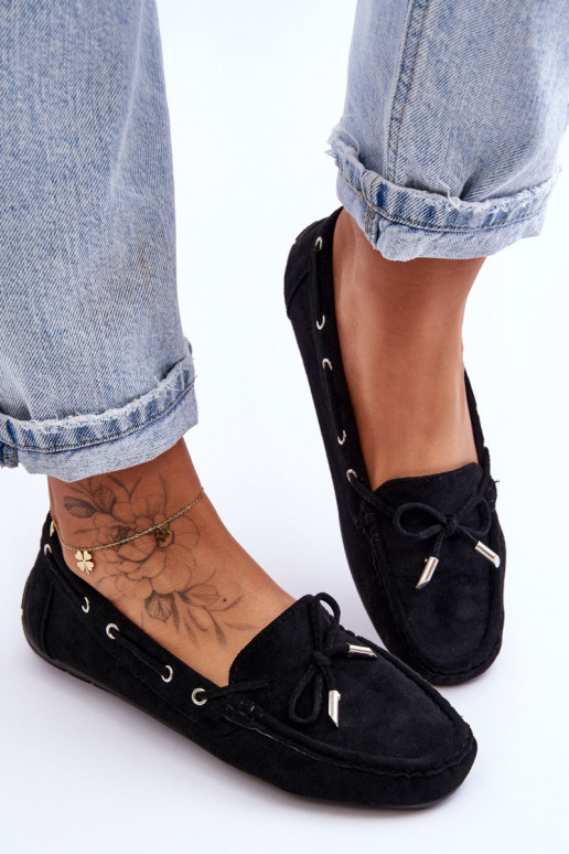 Mocassins élégants en daim noir Si Passione