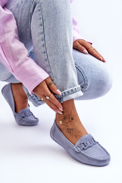 Mocassins en daim bleu Rabell