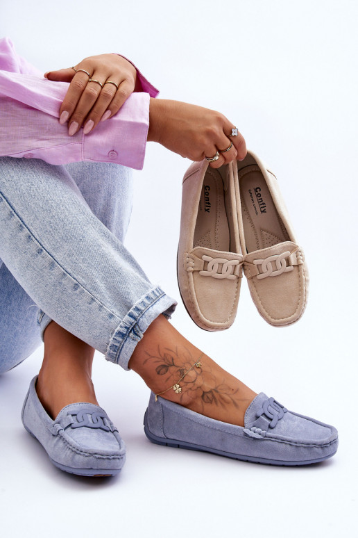 Mocassins en daim bleu Rabell