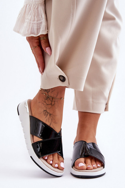 avec effet laqué Chaussons S.Barski AL22469 couleur noir avec effet laqué Chaussons S.Barski AL22469 couleur noir