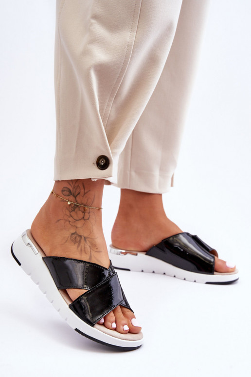 avec effet laqué Chaussons S.Barski AL22469 couleur noir