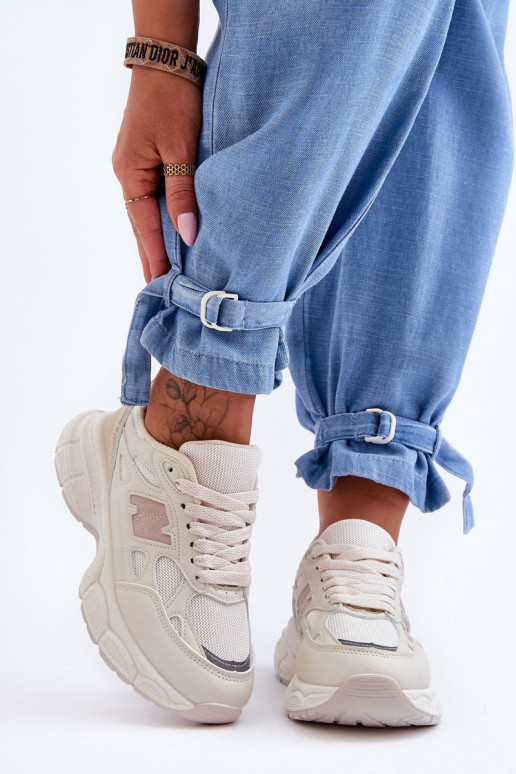 baskets avec mesh couleur beige Venice