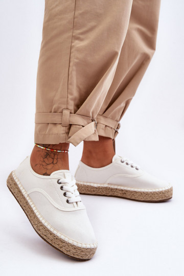 chaussures de loisirs à lacets espadrilles Big Star LL274833 couleur blanc
