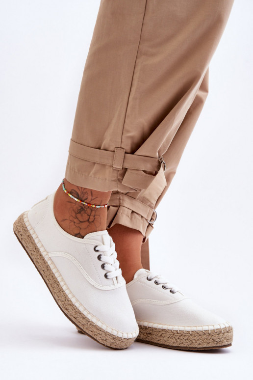 chaussures de loisirs à lacets espadrilles Big Star LL274833 couleur blanc