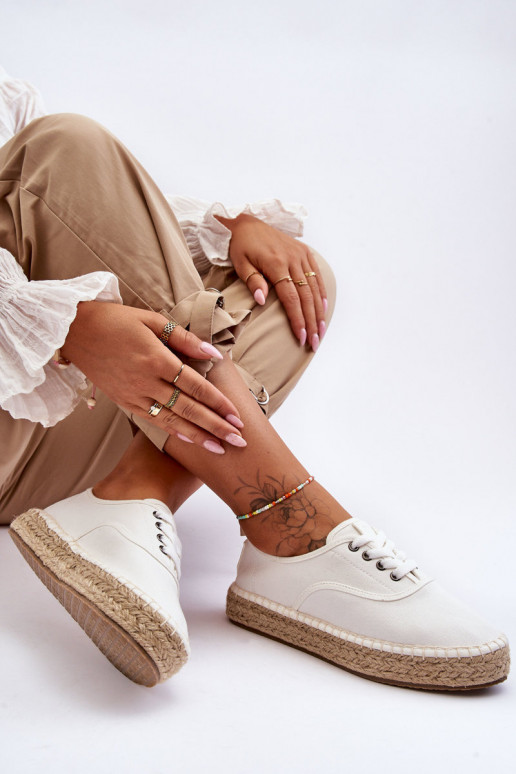 chaussures de loisirs à lacets espadrilles Big Star LL274833 couleur blanc